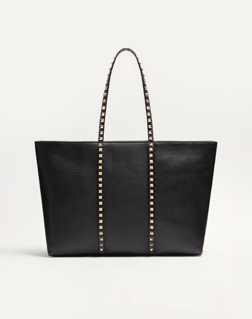 Valentino Garavani - Valentino Garavani Rockstud Shopping Bag In Grainy Calfskin - Black - Woman - Totes